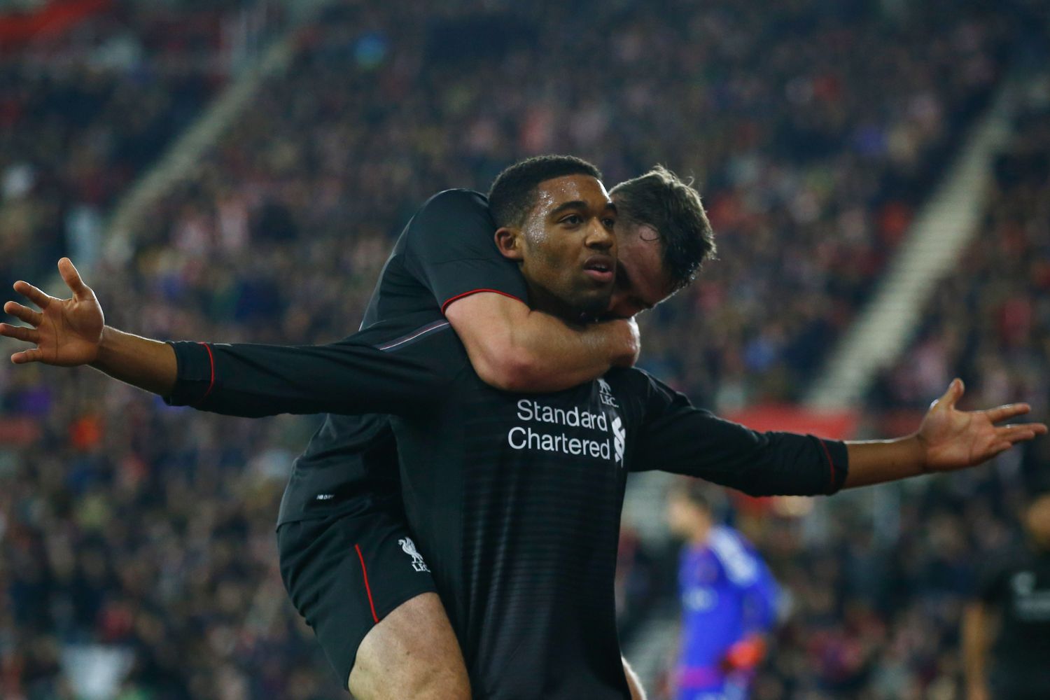 Jordon Ibe celebrates scoring for Liverpool