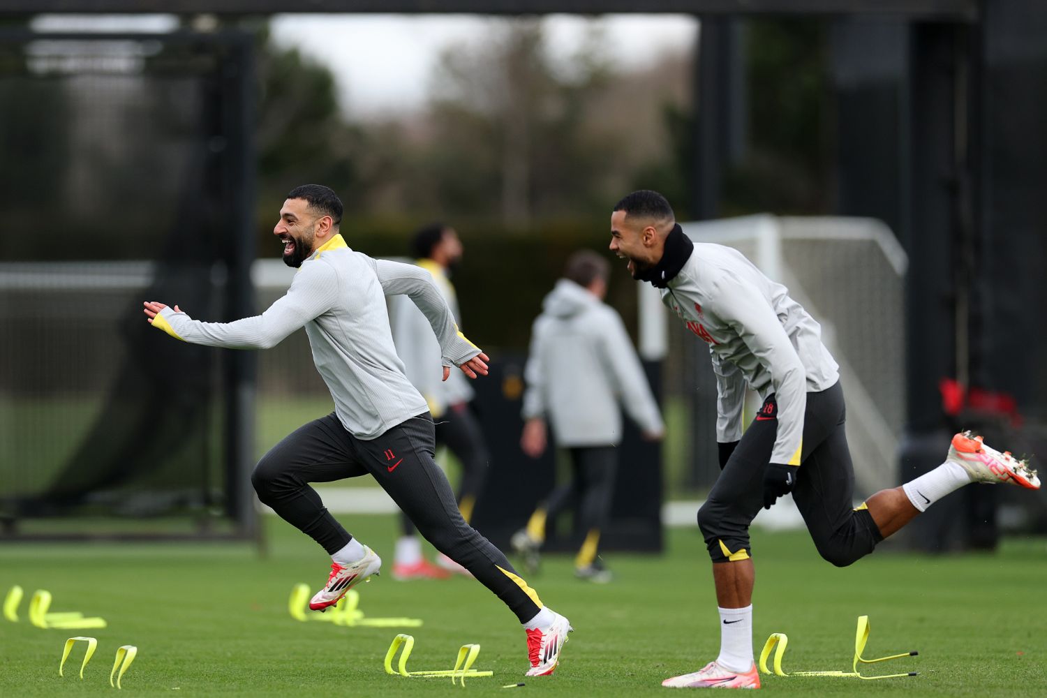 Mo Salah and Cody Gakpo in training before PSV