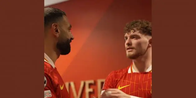 Mo Salah and Harvey Elliott after Liverpool beat Lille