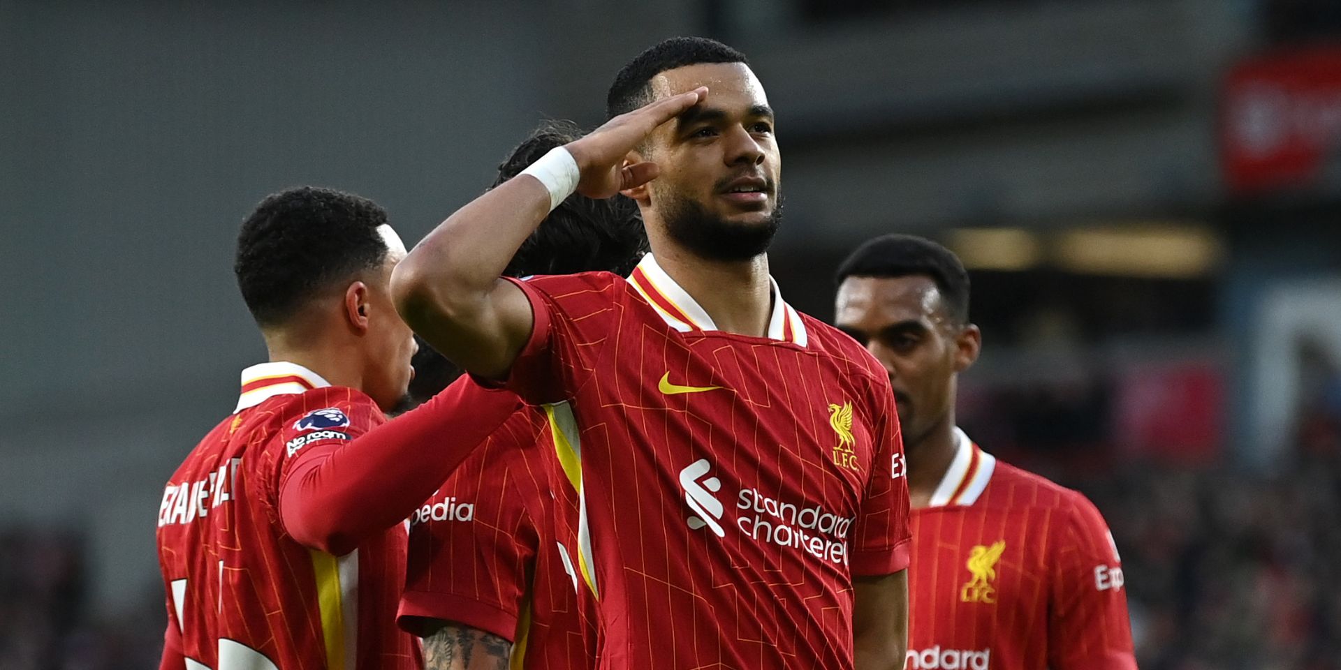Cody Gakpo celebrates scoring against Ipswich