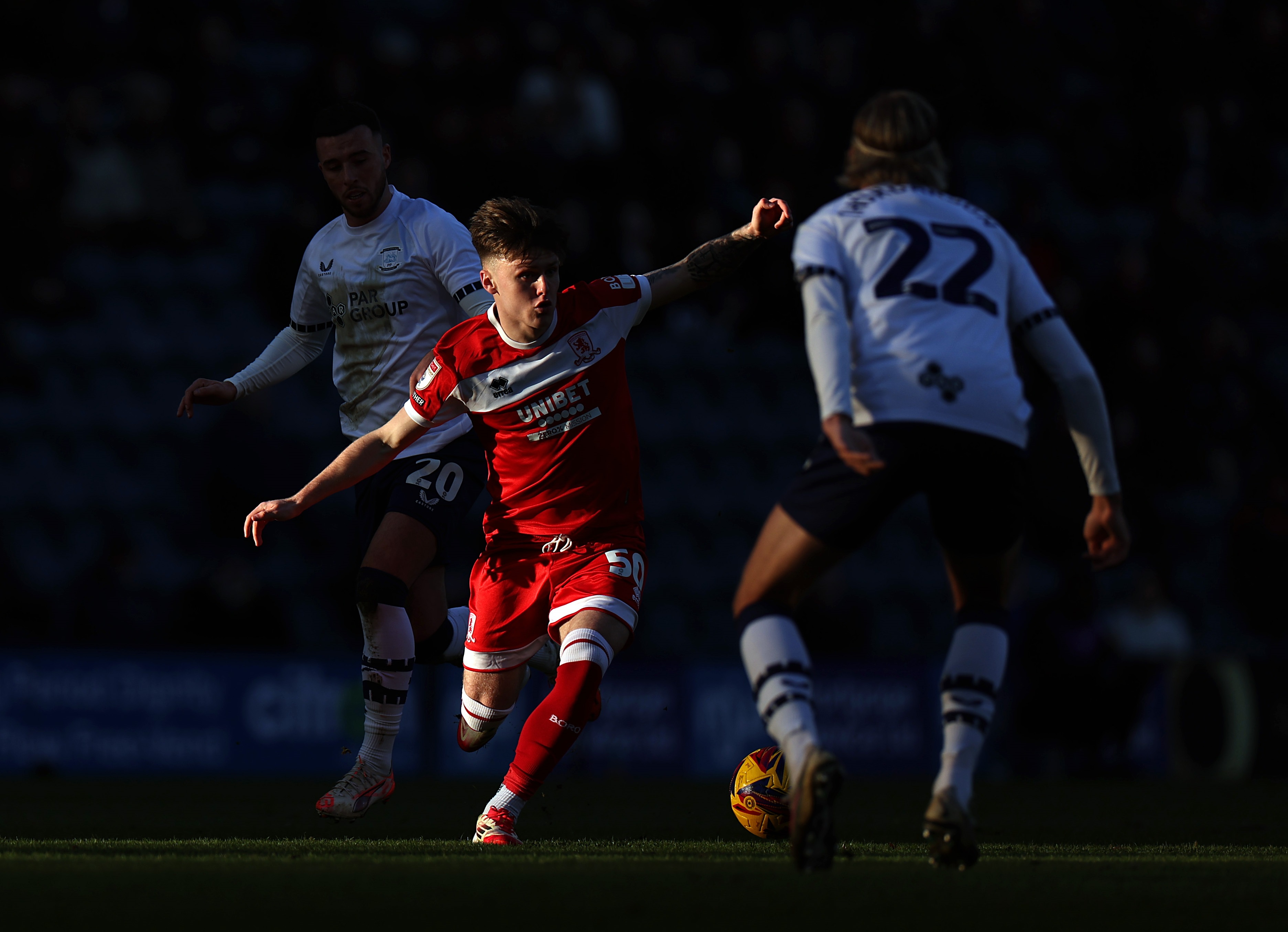 Ben Doak runs with the ball during a match against Preston.