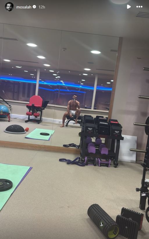 Mo Salah in the gym on Wednesday evening