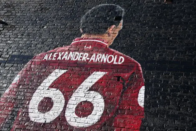 Trent Alexander-Arnold's likeness on a wall mural.