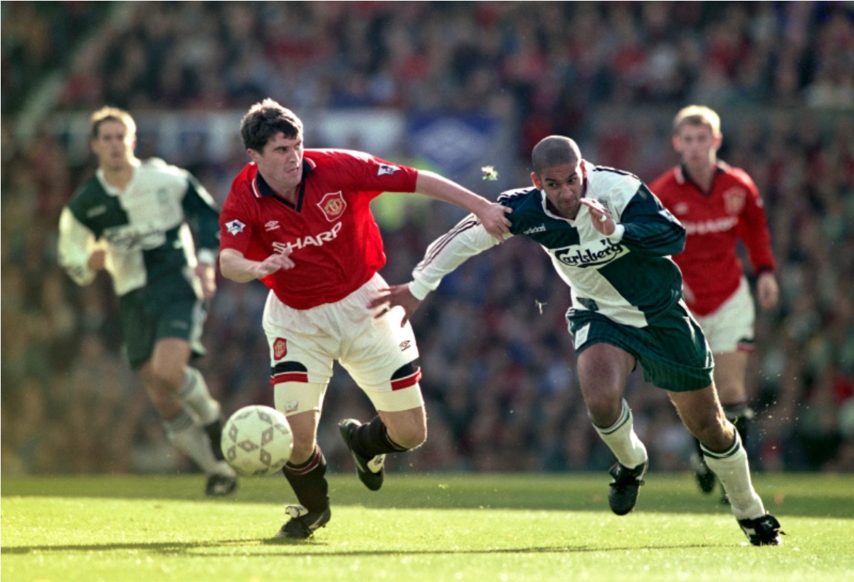 Phil Babb pictured in the classic Liverpool 1995/96 away kit