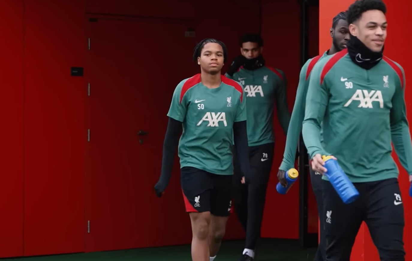 Rio Ngumoha trained with Liverpool's first team ahead of the clash against Manchester United