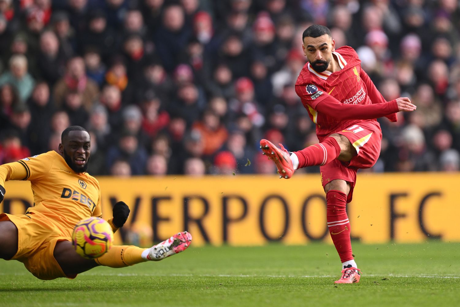 Mo Salah scores for Liverpool against Wolves before being ruled offside