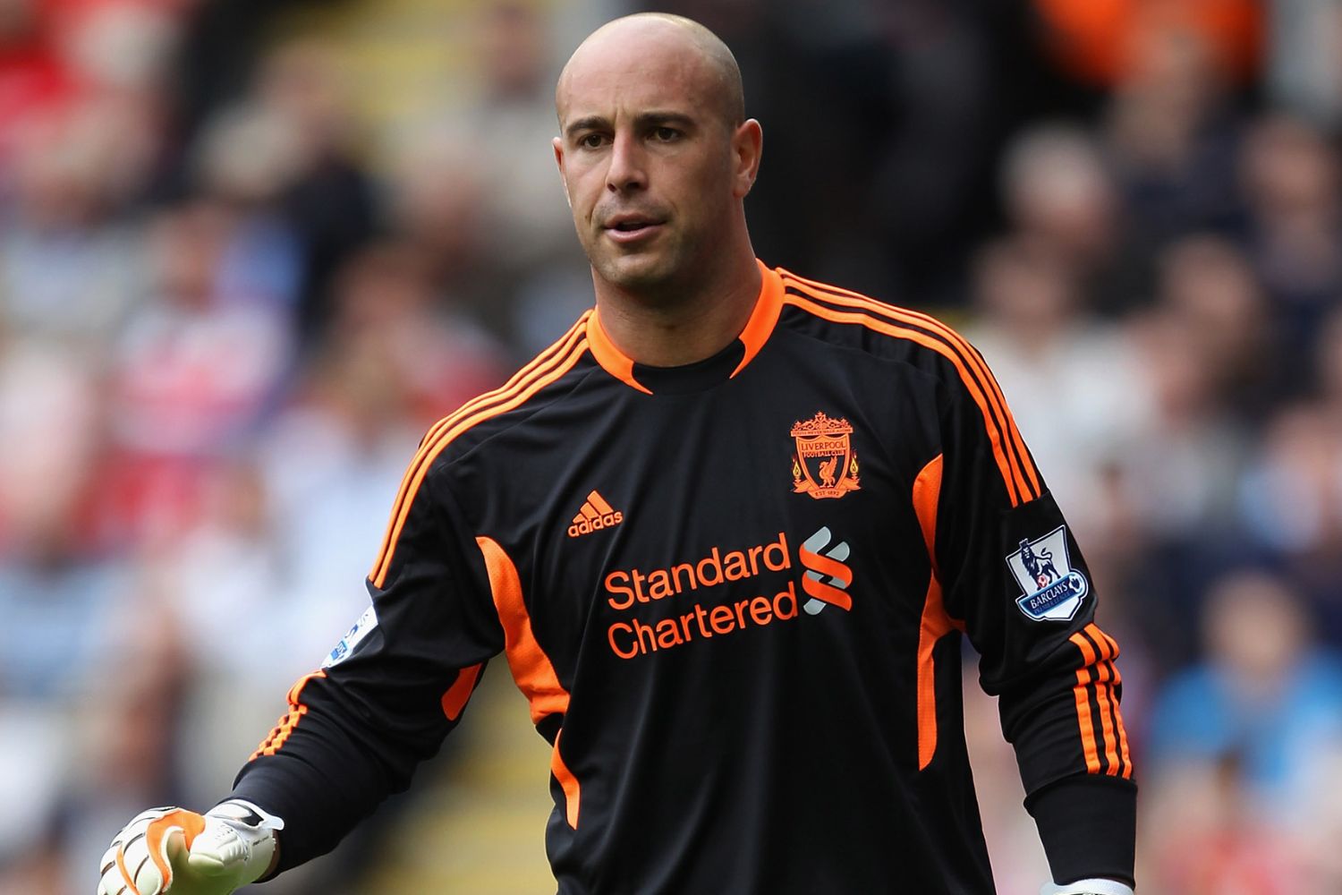 Pepe Reina wearing Adidas for Liverpool in 2011