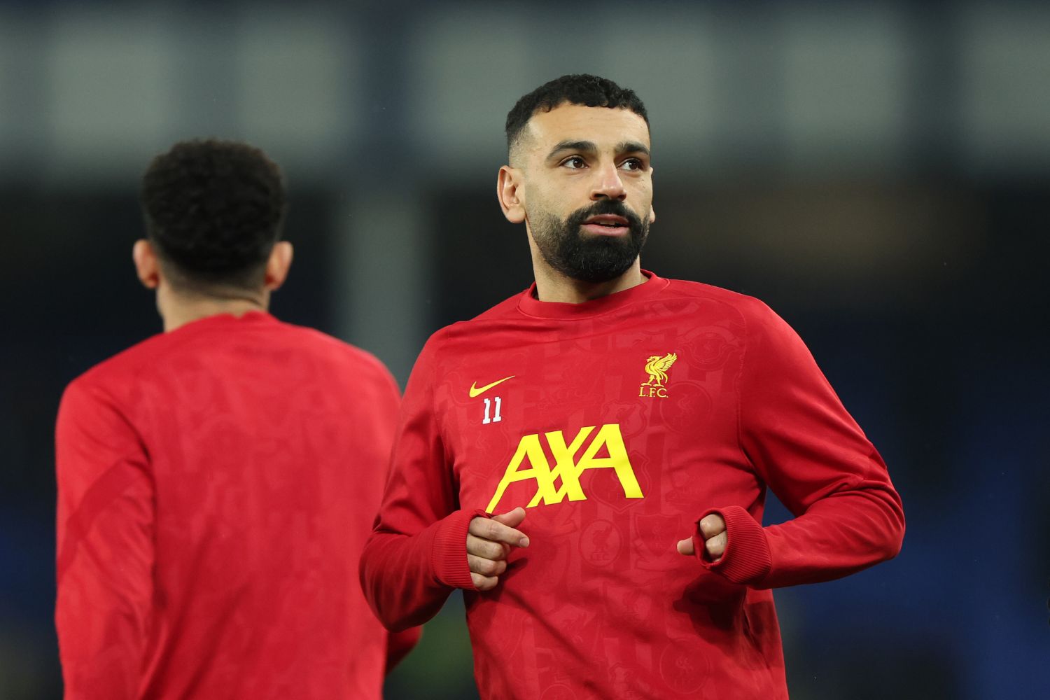 Mo Salah in Goodison Park before the derby