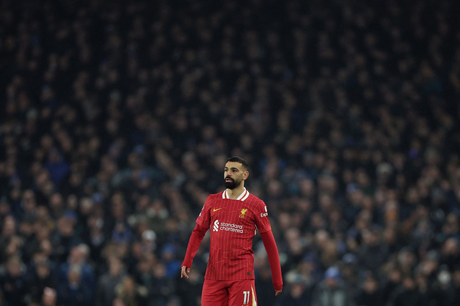 Mo Salah in action at Goodison Park