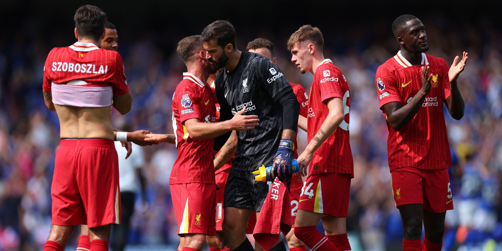 Ibou Konate and Alisson Becker in action for Liverpool