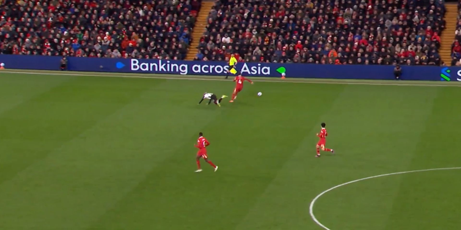 Virgil van Dijk floors William Osula at Anfield