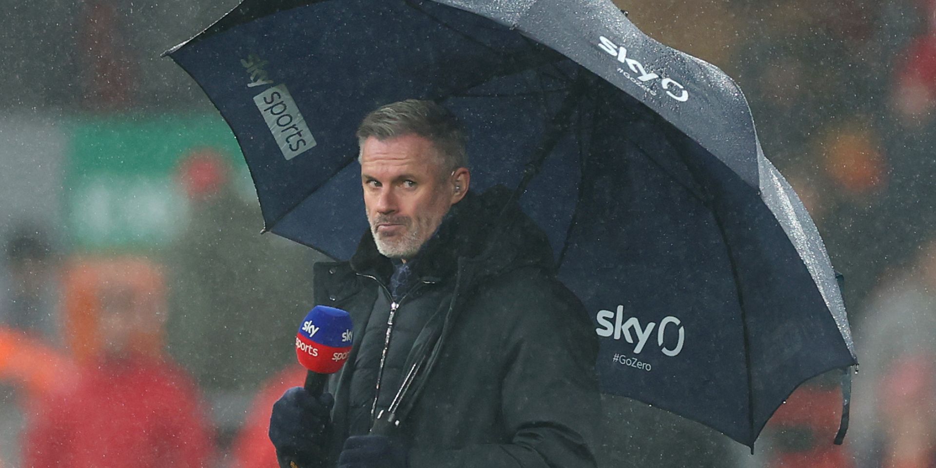 Jamie Carragher at Anfield working for Sky Sports