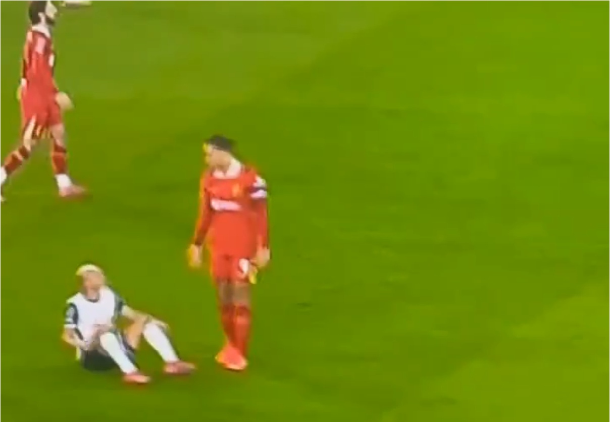 Virgil van Dijk mocks Richarlison during a stop-start first half at Anfield