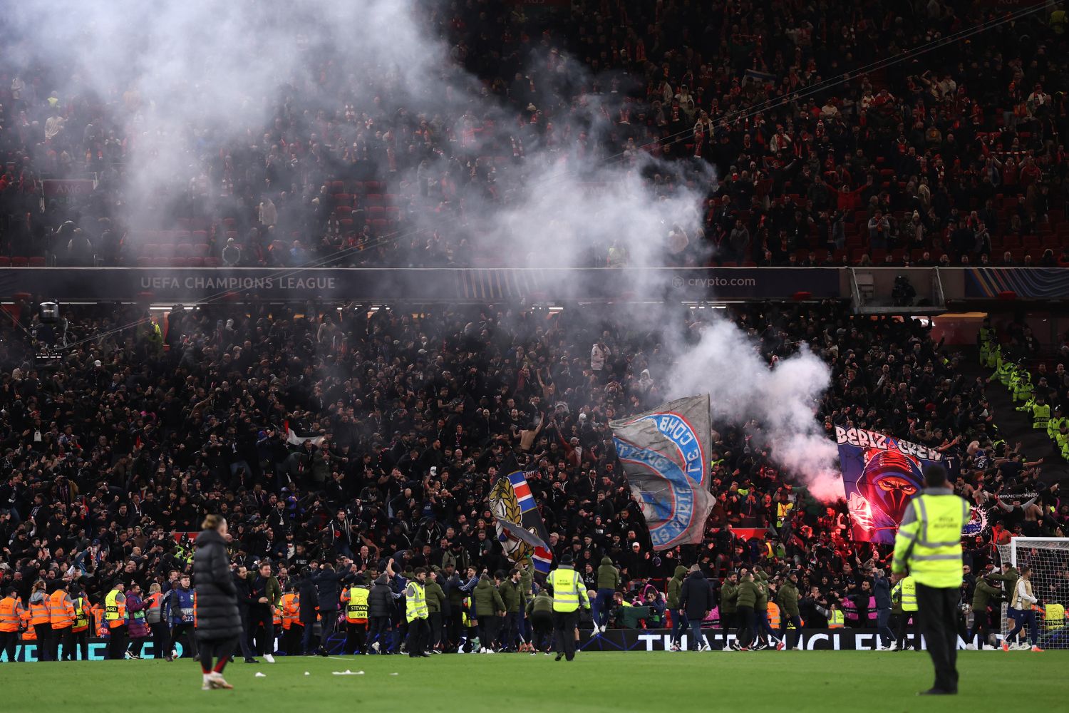 PSG celebrate winning at Anfield