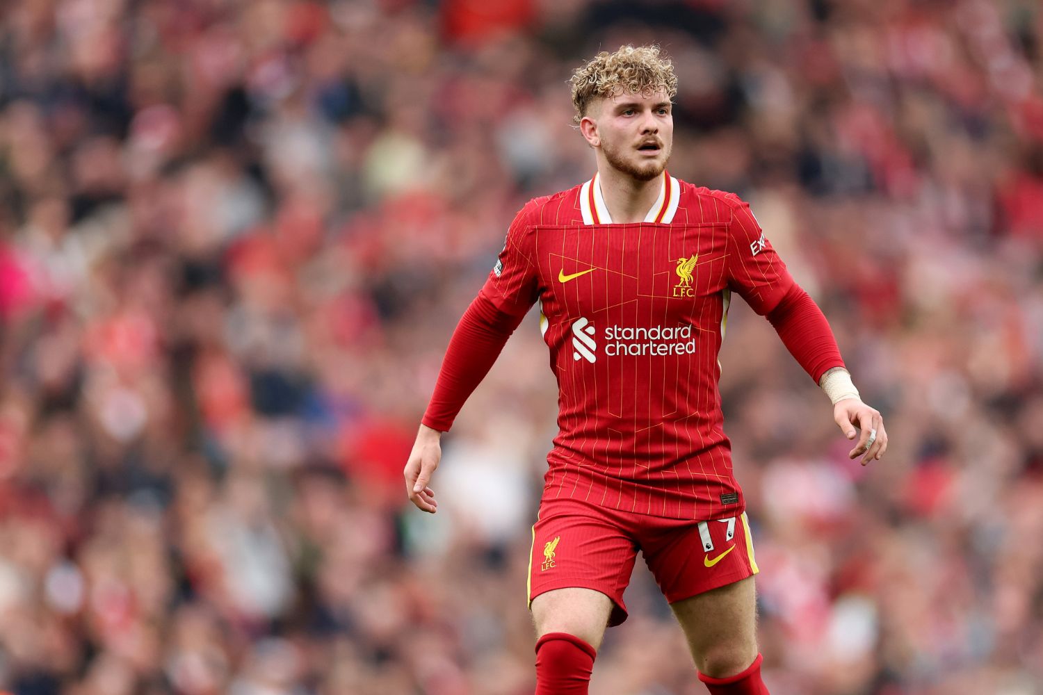 Harvey Elliott playing for Liverpool