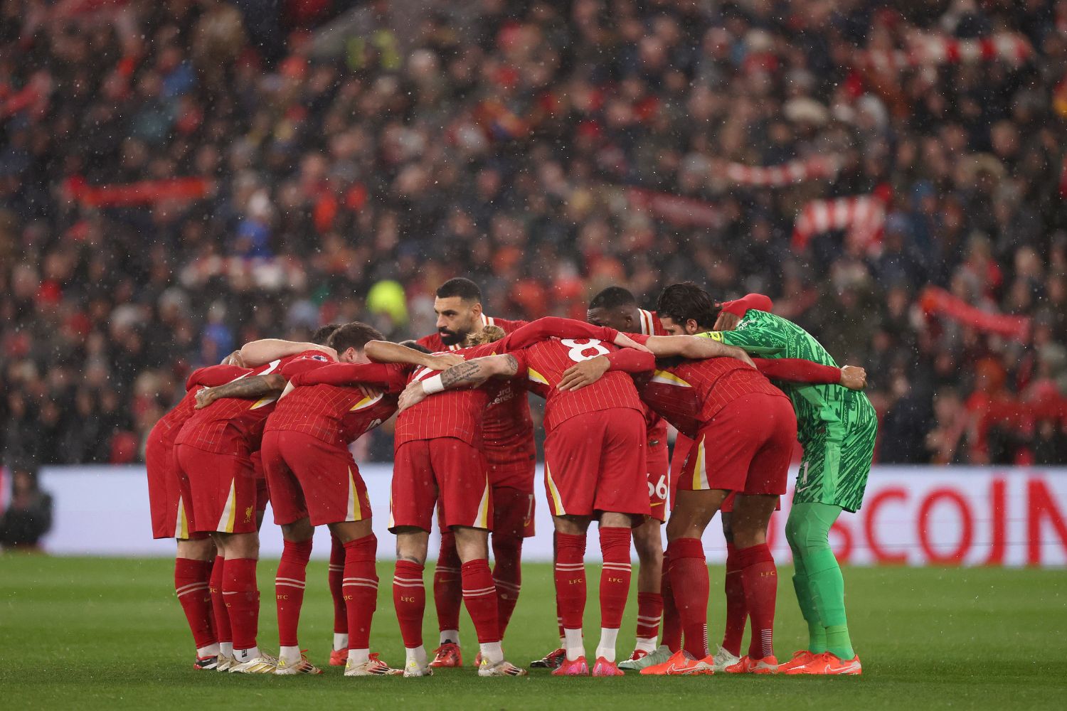 Liverpool players before the game with Newcastle