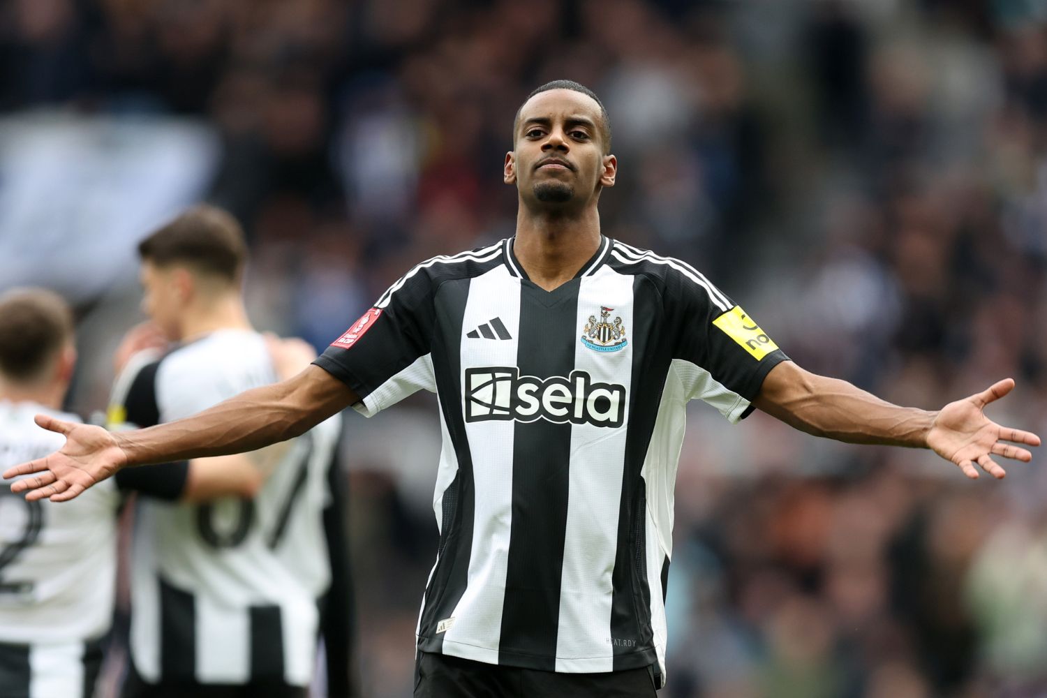 Alexander Isak celebrates after scoring for Newcastle