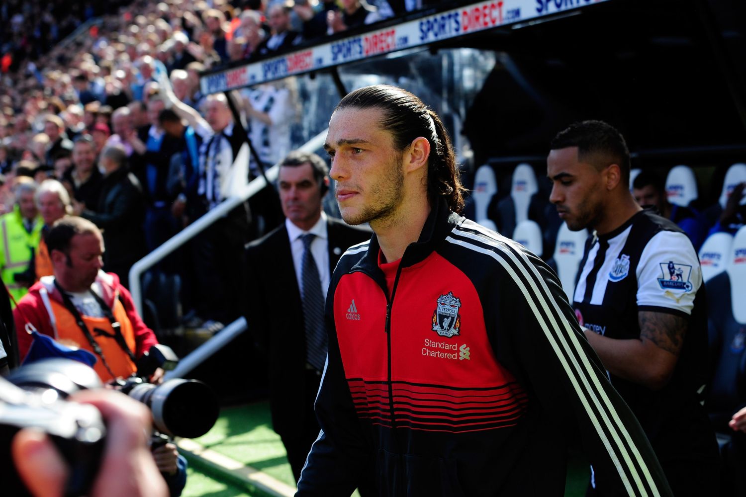 Andy Carroll plays for Liverpool against Newcastle