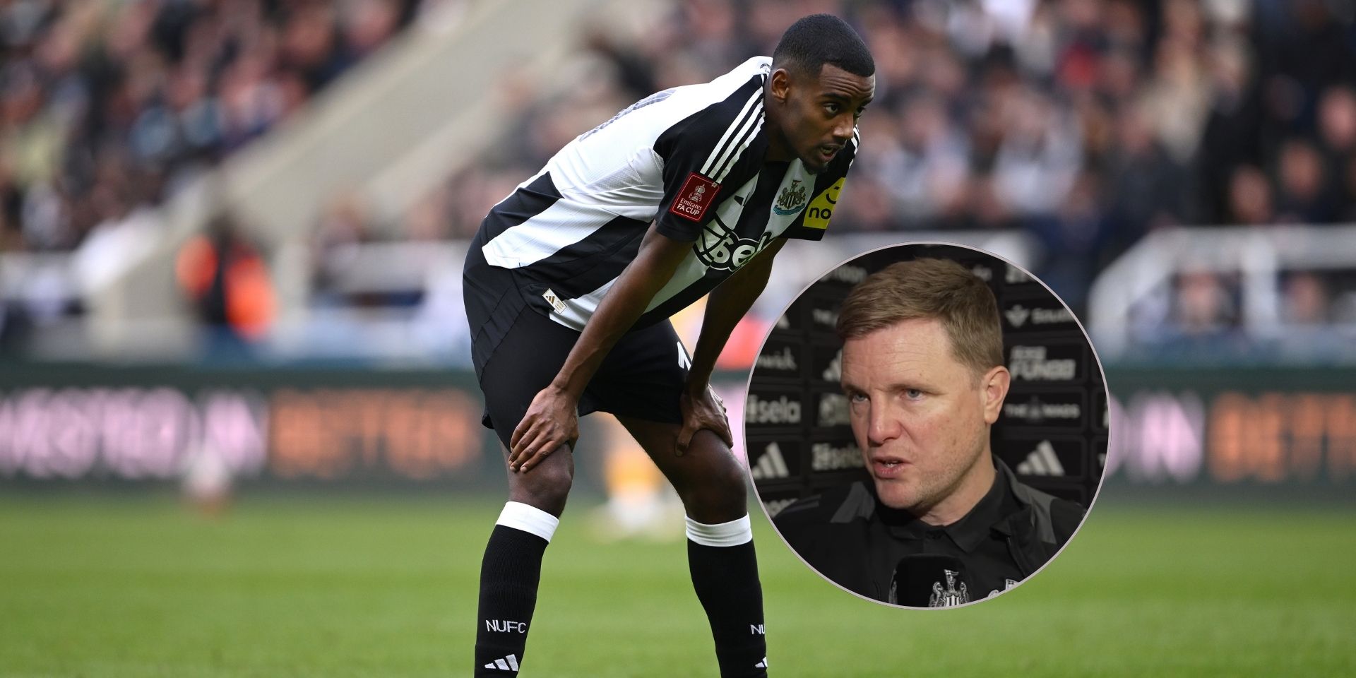 Alexander Isak playing for Newcastle in the FA Cup