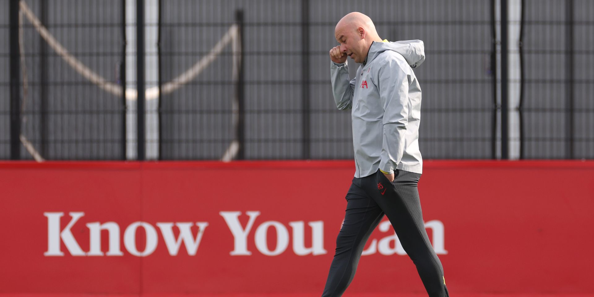 Arne Slot in training for Liverpool