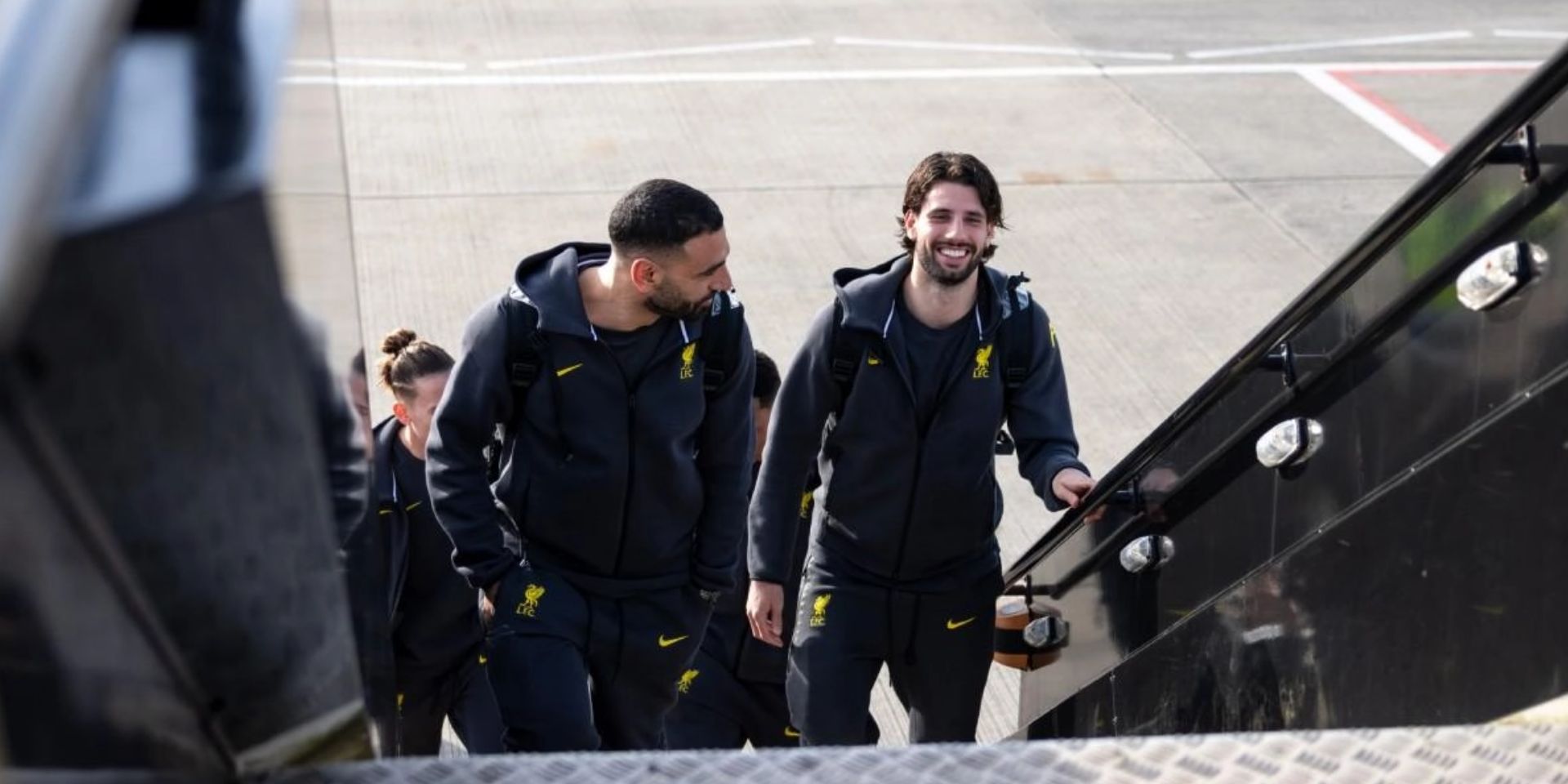 Mo Salah and Dominik Szoboszlai before travelling to Paris