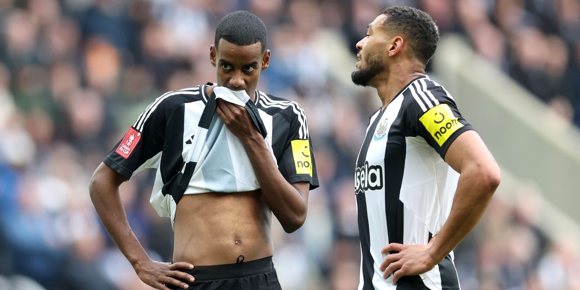 Alexander Isak in conversation for Newcastle