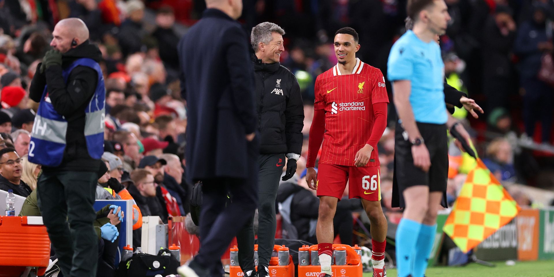 Trent Alexander-Arnold limps off against PSG