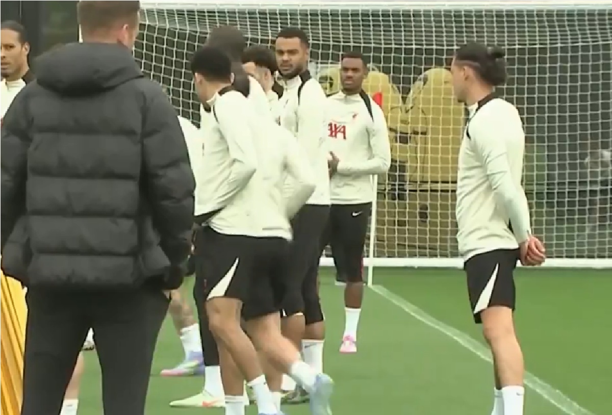 Ryan Gravenberch trained with Liverpool on Monday aheas of the Merseyside derby