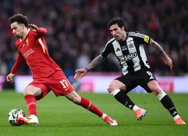 Curtis Jones was enraged by Joelinton's unseen foul on Harvey Elliott in the Carabao Cup final