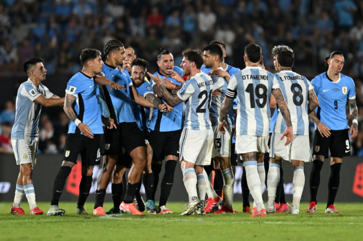 Alexis Mac Allister was embroiled in a fracas during Argentina's win over Uruguay