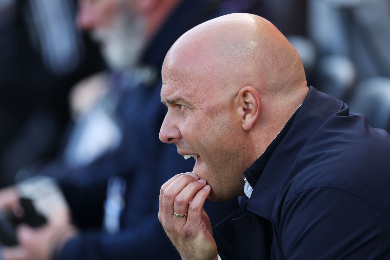 Arne Slot watching Liverpool against Fulham