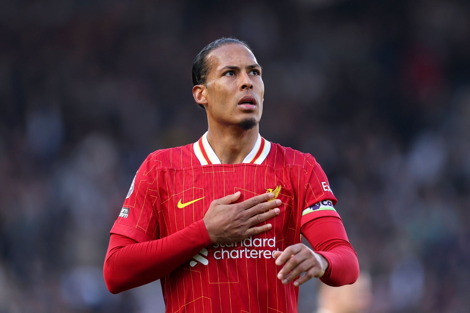 Virgil van Dijk in action for Liverpool at Craven Cottage