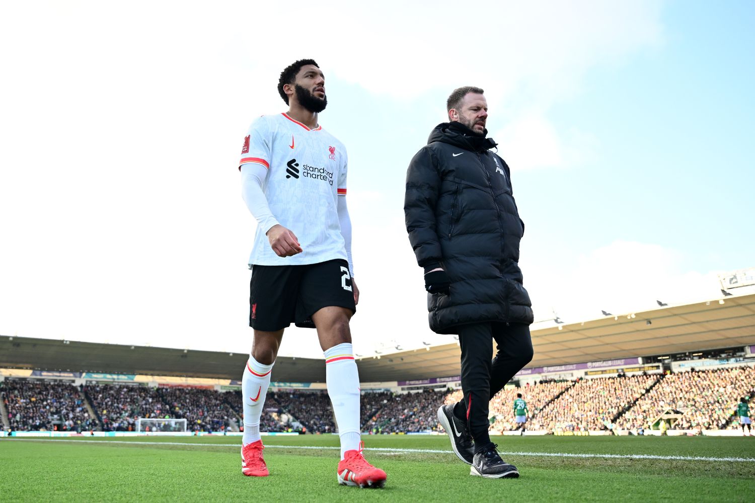 Joe Gomez walks off injured against Plymouth