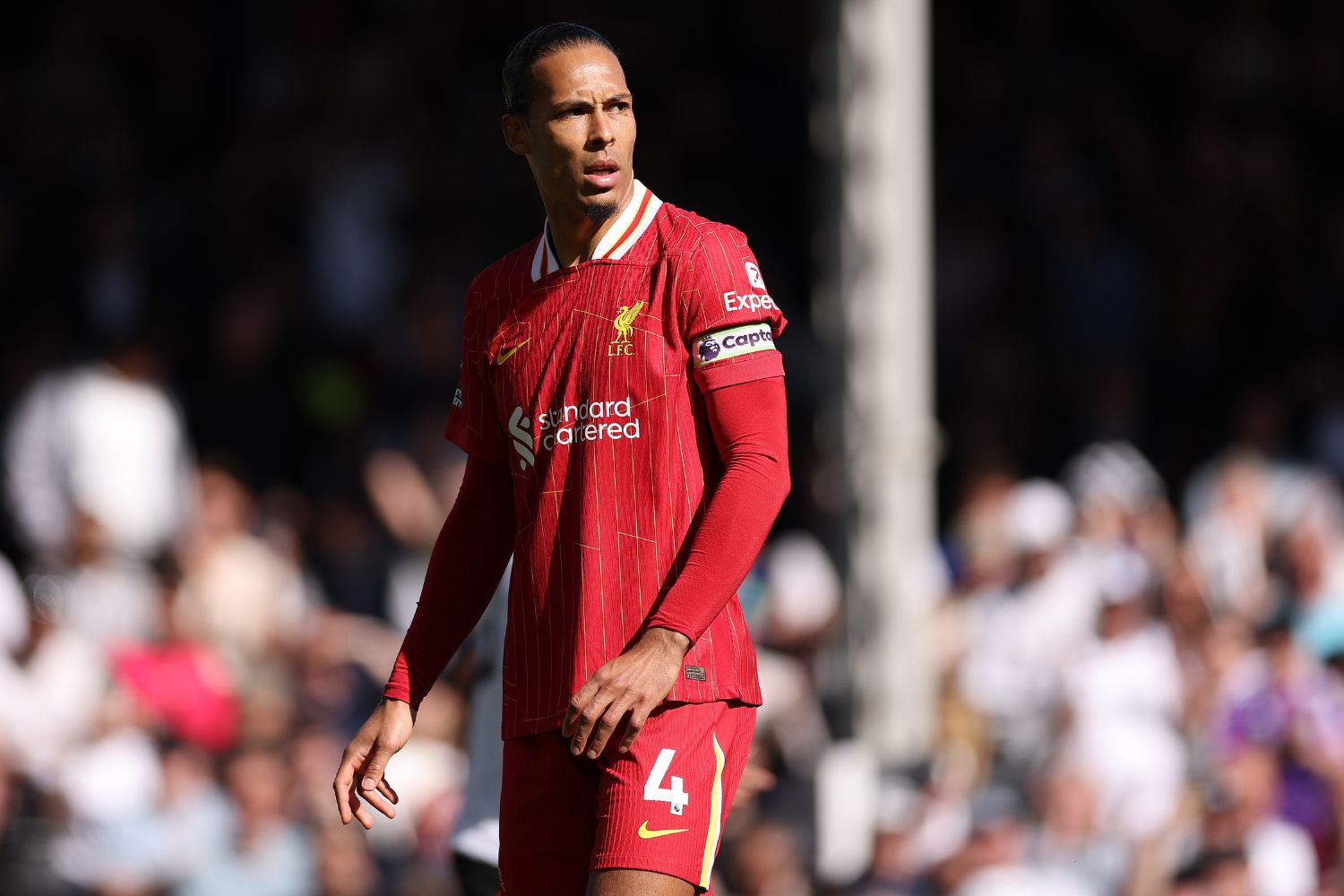 Virgil van Dijk in action at Craven Cottage