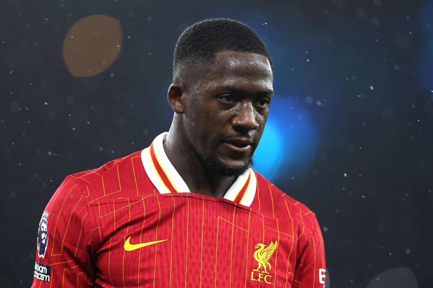 Ibou Konate in action for Liverpool at the Etihad Stadium