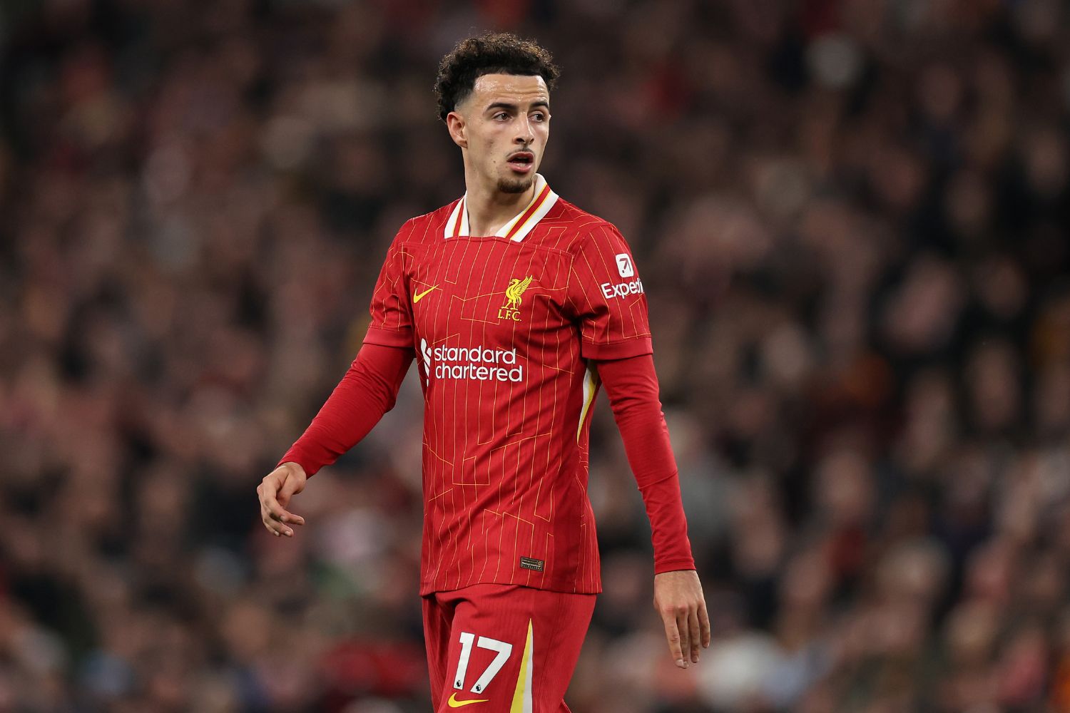 Curtis Jones playing for Liverpool