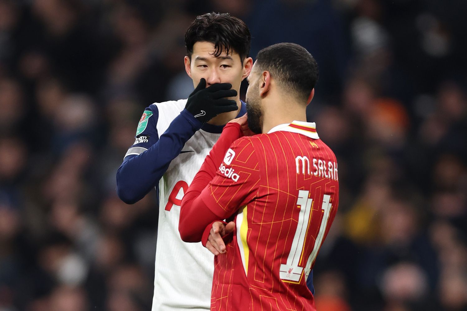 Son Heung-min playing against Liverpool this season