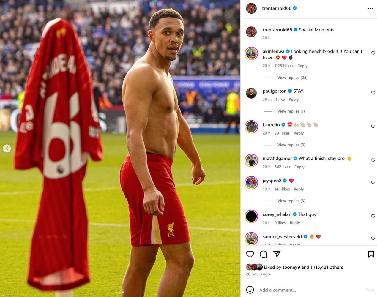 Trent Alexander-Arnold's Instagram post