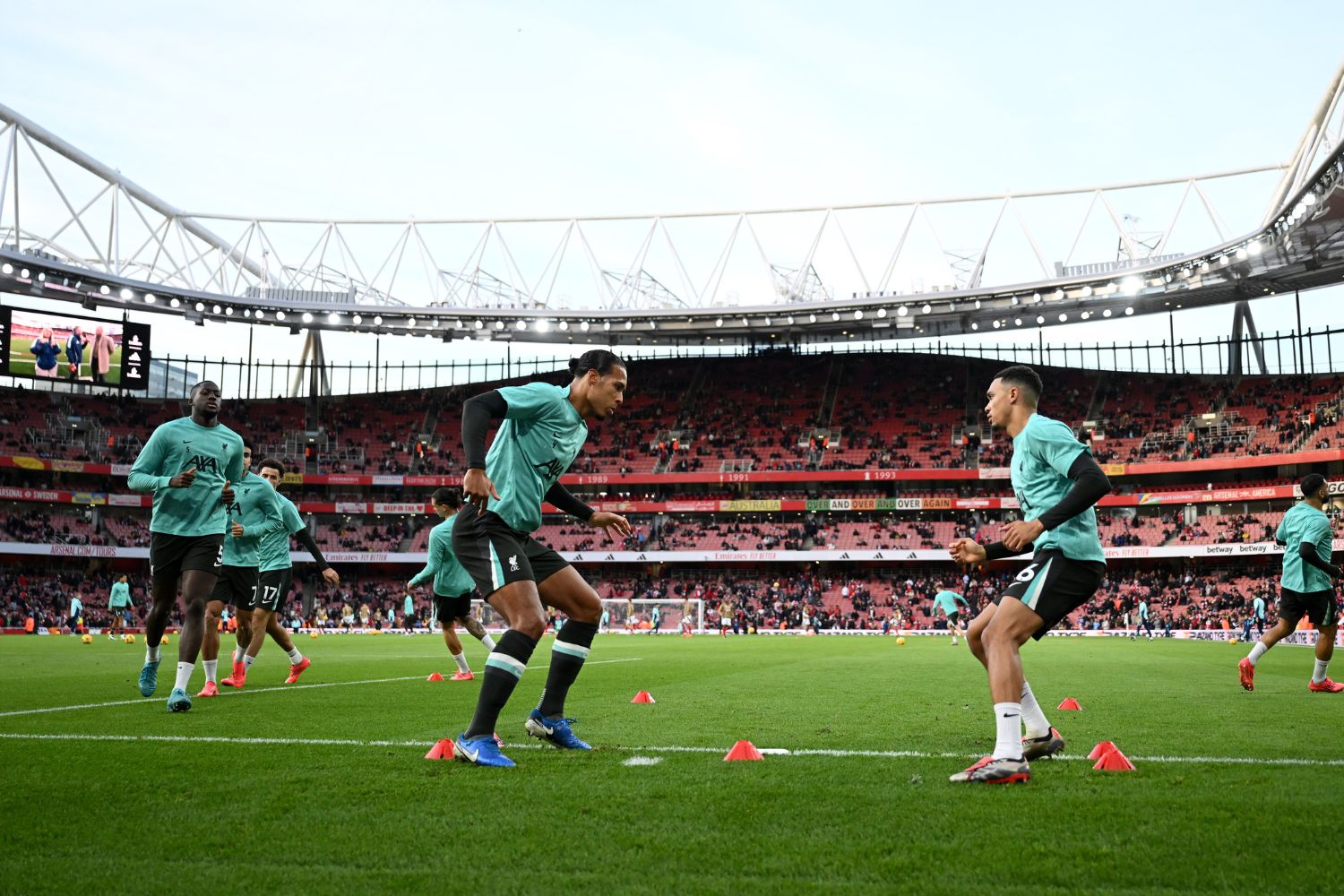 Virgil van Dijk and Trent Alexander-Arnold at The Emirates