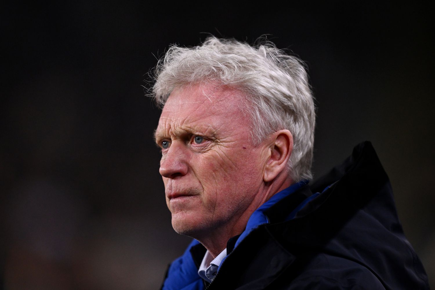 David Moyes watches Everton in action