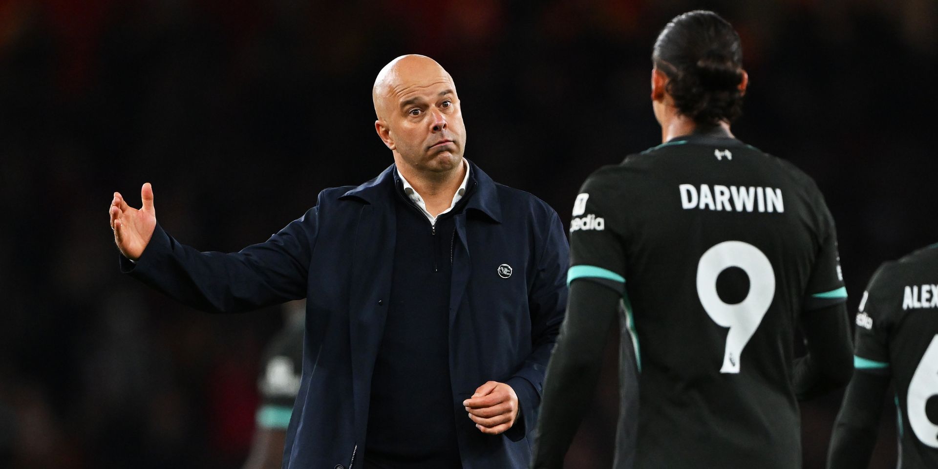 Arne Slot after the draw with Arsenal and with Darwin Nunez