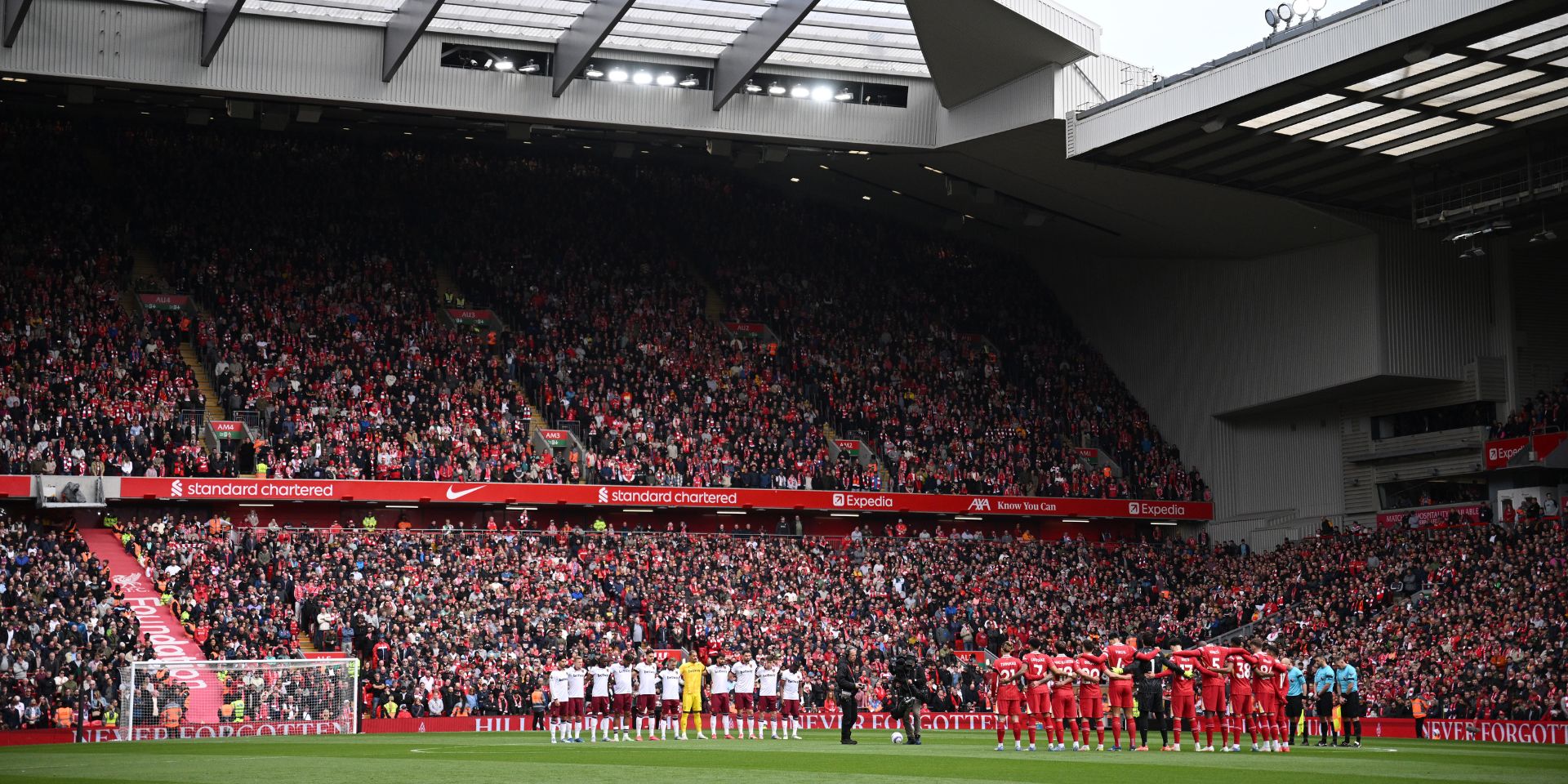 The Liverpool squad at Anfield before playing West Ham