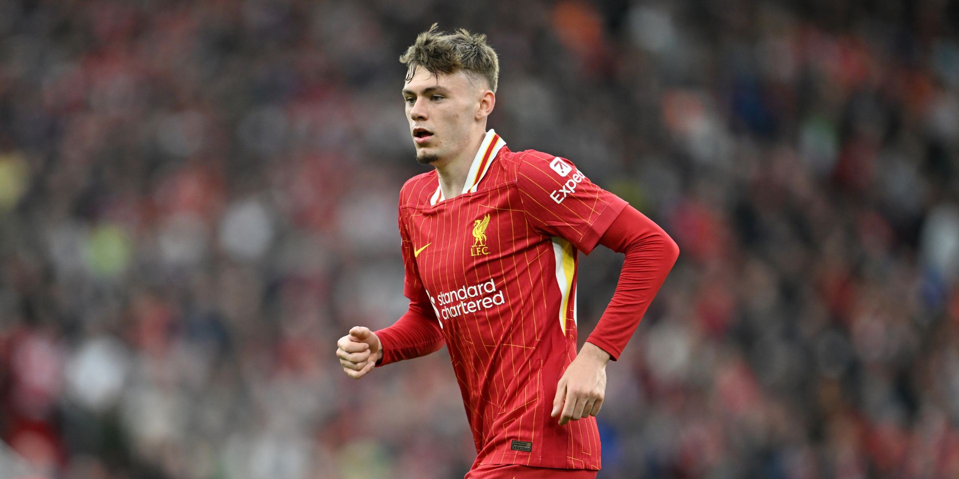 Conor Bradley in action for Liverpool