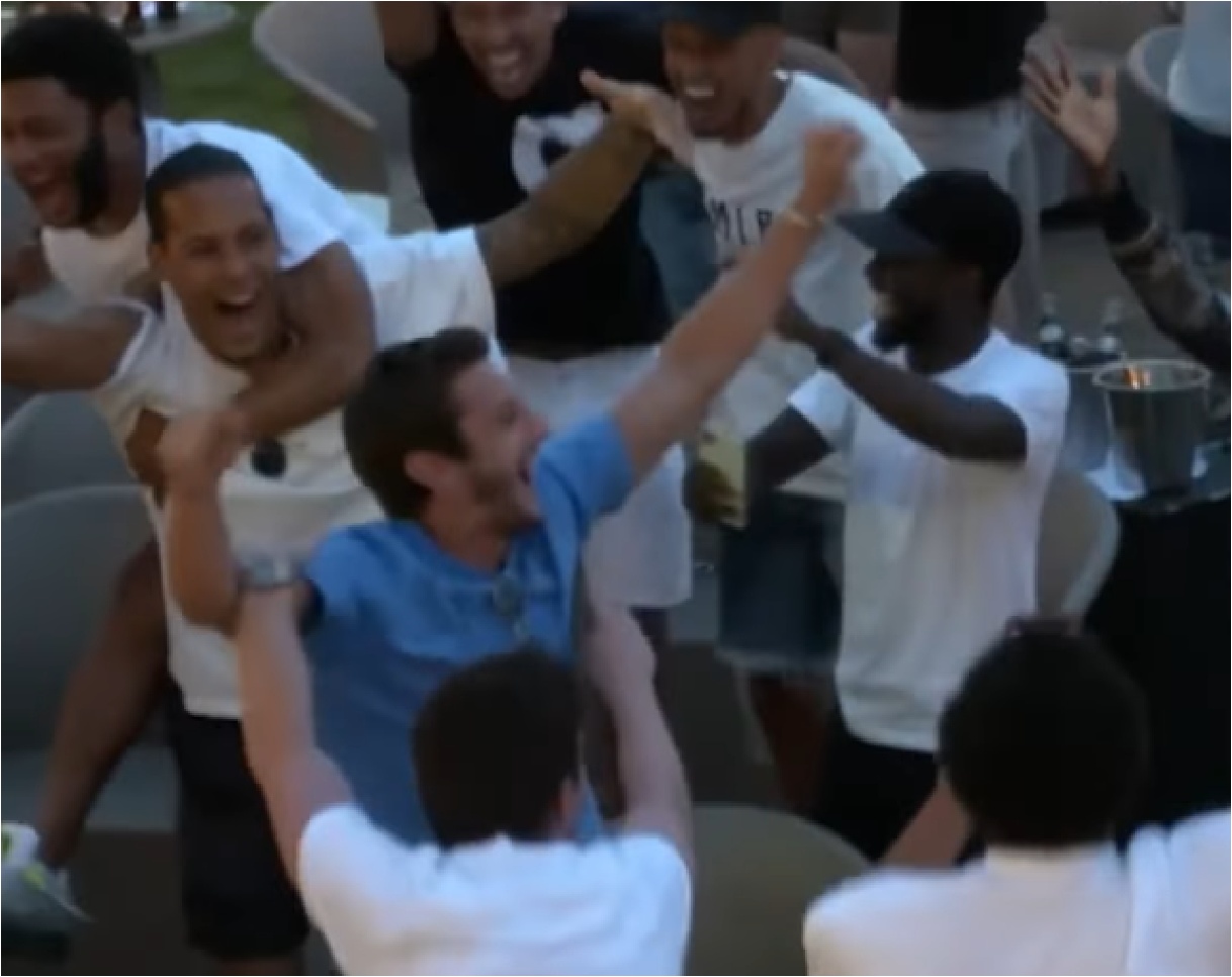 Liverpool players celebrated winning the Premier League in 2020 at Formby Hall