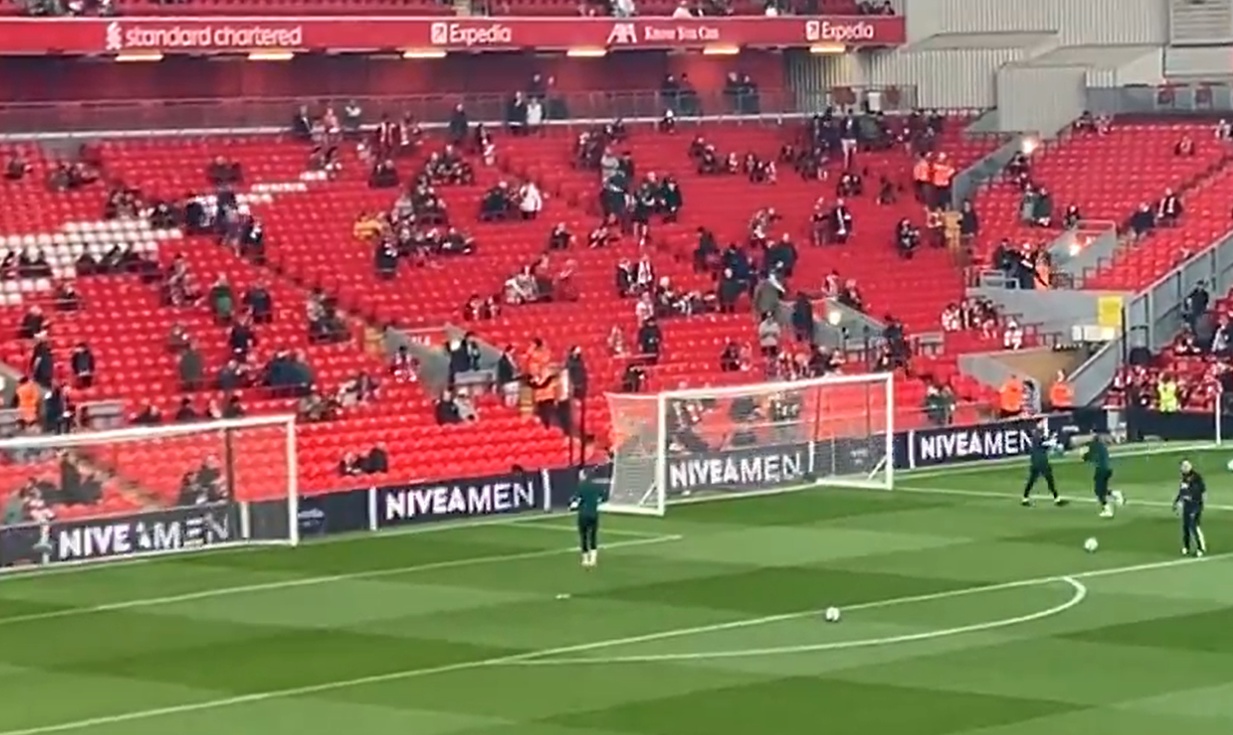 Jordan Pickford was jeered by Liverpool fans during the warmups at Anfield