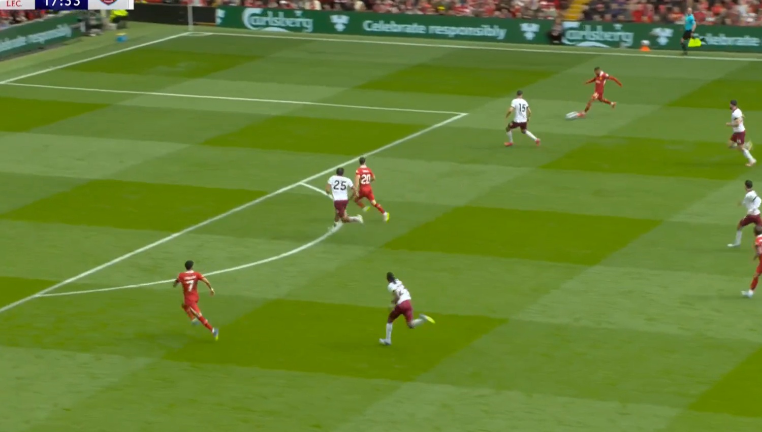Mo Salah played in a delightful pass for Luis Diaz to score from