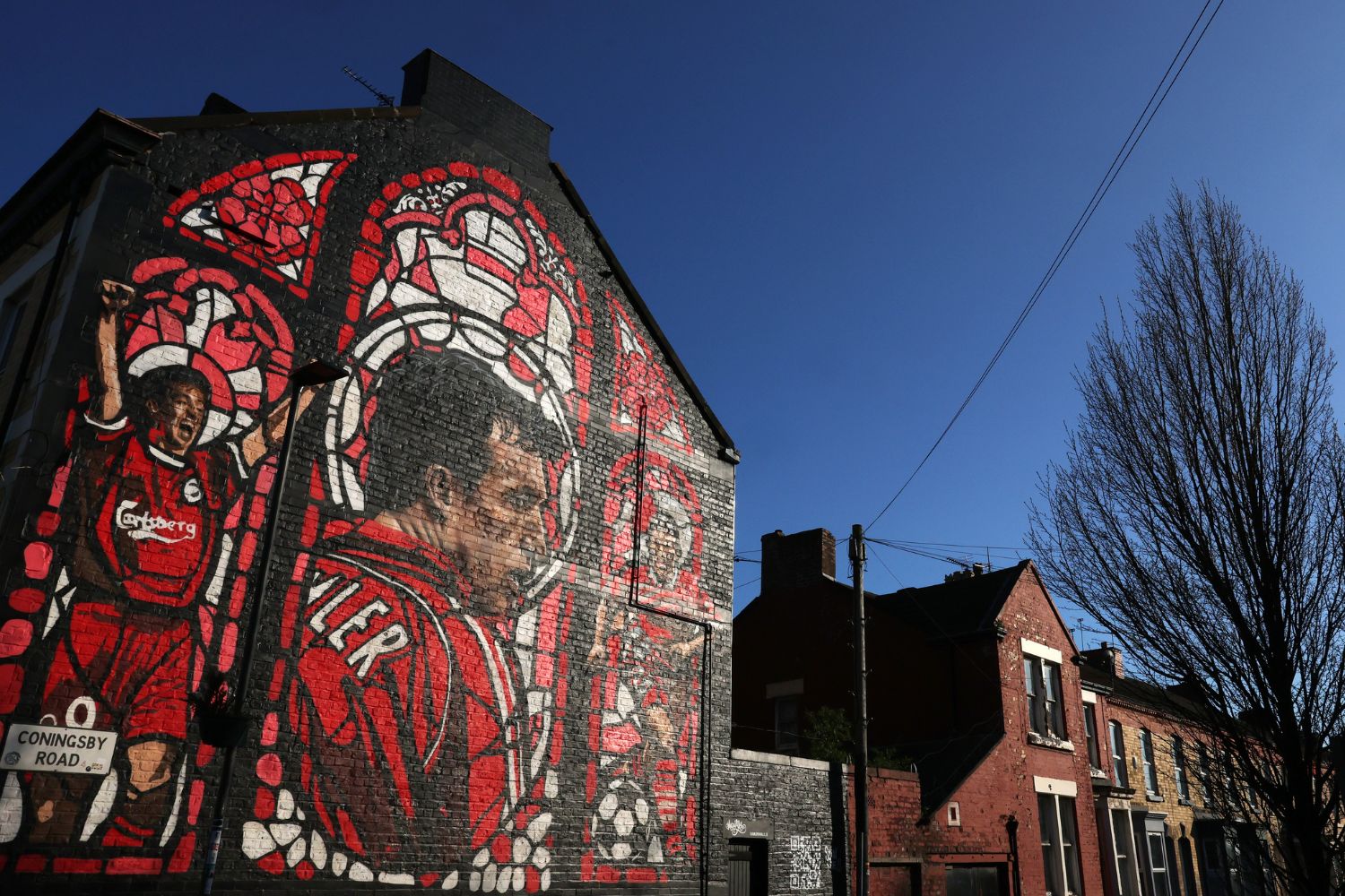 Robbie Fowler's mural at Anfield on Coningsby Road