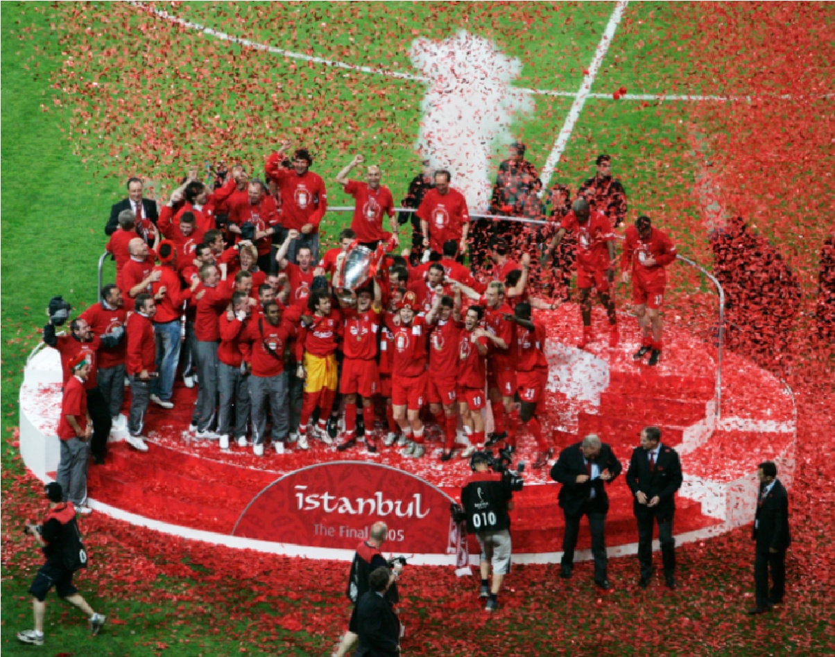 Liverpool celebrate winning the Champions League in 2005