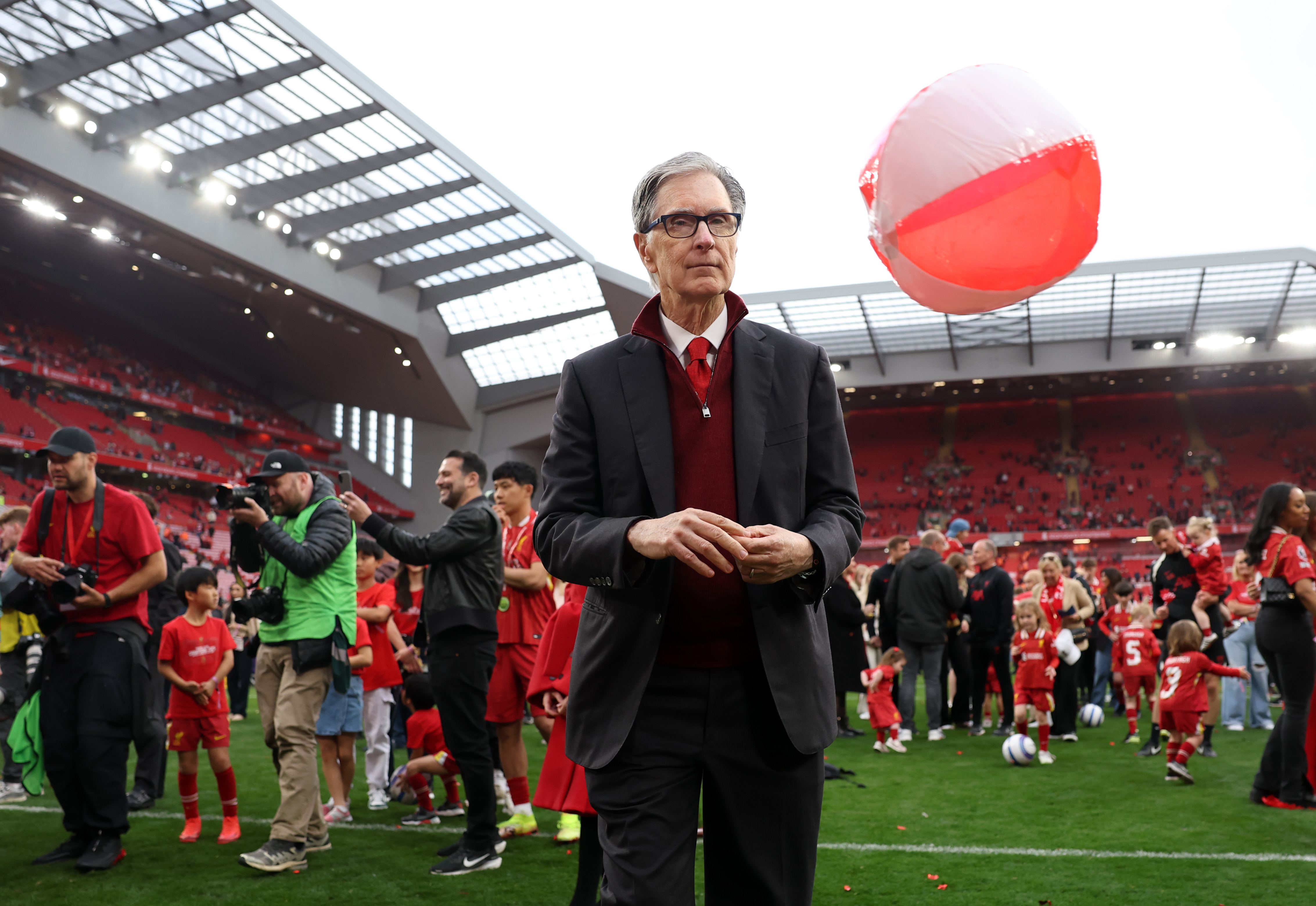John W Henry takes in Liverpool's league-winning celebrations at Anfield