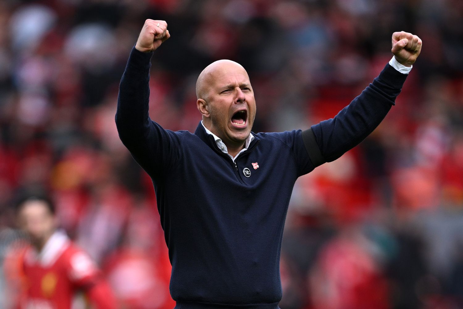 Arne Slot celebrates at Anfield